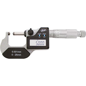 MICROMETRI PER TUBI Tipo digitale, con protezione IP 65 da getti d'acqua, olii, polveri ecc.<br>Tasto ON/OFF - funzione SET, tasto "ABS" (VALORE ASSOLUTO DI RIFERIMENTO) - conversione mm/poll.<br>Risoluzione display 0,001 mm (0,00005"). Con vite a cricchetto, vite di bloccaggio e guancialetti atermici.<br>Alimentazione con batteria 3 V a bottone CR2032 (ved. Art. 3600 T), in dotazione.<br> tube micrometers 3792PC