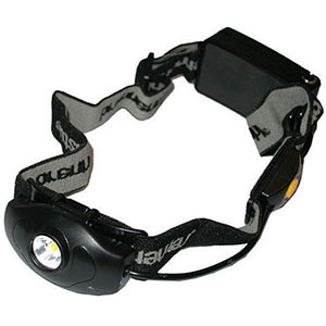 LAMPADE FRONTALI A LED A BATTERIA In robusto materiale plastico con guarnizioni in gomma con larghi elastici regolabili in tessuto per un saldo e comodo fissaggio. Regolabile in senso verticale. Resistente agli spruzzi d'acqua e alla polvere (IP 44).<br>Funzionamento a 2 batterie alcaline 1,5 V (tipo AA - Art. 3600 E), in dotazione. Con interruttore a 2 regolazioni della luminosità e funzione luce SOS intermittente.<br>A luce frontale con 1 LED TOSHIBA con luminosità pari a 100 LUMEN. Peso g 125. led head-lights 4471A