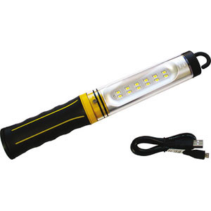 LAMPADE A LED RICARICABILI Lunghezza mm 280 e complete di gancio estensibile e 1 magnete sulla base della lampada. Resistente agli spruzzi d'acqua e alla polvere (IP 54).<br>A batteria ricaricabile al litio (Li-ion) con cavo di carica USB, in dotazione. Con interruttore a 3 regolazioni della luminosità a 10% - 40% - 100%. A luce laterale con 12 SMD LED a elevata potenza con luminosità pari a 520 LUMEN. Autonomia 24 ore circa di uso continuo. led rechargeable cordless lights 4471P