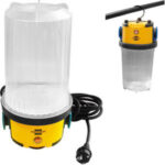 LAMPADE PORTATILI  ELETTRICHE 2 prese supplementari SCHUKO con coperchietti di protezione. Assorbimento max delle prese W 3500. Per lampadine max 60 W - 230 V, particolarmente indicate per quelle a risparmio energetico. Cavo m 5 e spina SCHUKO. Protezione contro polvere e spruzzi d'acqua (IP 54).<br>Dimensioni Ø mm 200x390h.<br>Senza lampadina. electric portable lamps 4472GCE