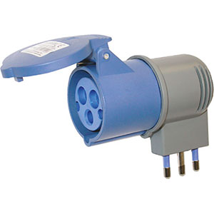 SPINE E PRESE INDUSTRIALI Adattatore con 1 spina monopasso 16 A e 1 presa CEE a 3 poli (2 fasi 230 V + terra) 16 A. industrial plugs and outlets 4474GTV