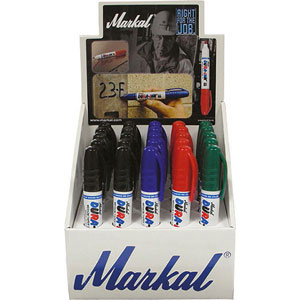 MARCATORI PER USO INDUSTRIALE Completo di 25 marcatori:<br>5 pz. colore rosso Art. 4476 5P<br>5 pz. colore blu Art. 4476 5R<br>5 pz. colore verde Art. 4476 5T<br>10 pz. colore nero Art. 4476 5V industrial markers 4476 5Z