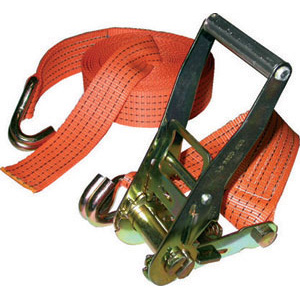 NASTRI DI ANCORAGGIO CARICHI Con ganci a uncino.<br>Nastro in poliestere, larghezza mm 50, lunghezza m 8,5. Carico di lavoro kg 2000. anchorage system 4489F