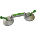 VENTOSE PER TRASPORTO Con ventose in gomma CHIARA per sollevamenti senza lasciare tracce di gomma nera.<br>Costruite secondo le norme Europee, con impugnatura ergonomica.<br>Ventose di gomma ad alta tenuta diametro mm 120, intercambiabili.<br>Tipo con 2 ventose, bloccaggio a leva. Portata max kg 60. suckers 4499EG