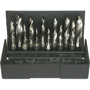 PUNTE PER LEGNI CON ATTACCO ESAGONALE 1/4" DIN 3126 - C 6,3 Contenuto:<br>1 pz. per tipo punte per legni Art. 4525 GA Ø mm 3-4-5-6-8-10<br>1 pz. per tipo punte per metalli Art. 8665 Ø mm 3-4-5-6-8-10.<br>In astuccio plastica. drills with center point and hexagon shank 4525GB