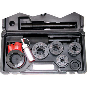 FILIERE PER TUBI Filettatura Gas conica BSPT. Uso destro. In robusta valigetta plastica. ratchet threaders 45G