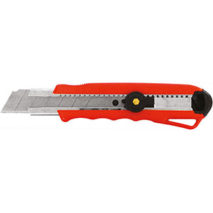 COLTELLI UNIVERSALI CON LAME A SETTORI Lama con movimento/blocco a vite. Con robuste guide in acciaio speciale e impugnatura con inserti zigrinati, per una presa sicura, in ABS. Foro per l'applicazione di un cordino.<br>Provvisto di 1 lama a settori. universal knives 5233TP