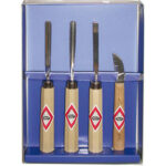 UTENSILI PER TAGLIARE LINOLEUM E MATERIE PLASTICHE Con 3 sgorbie e 1 coltello. linoleum carving tools in plastic kit 5237G