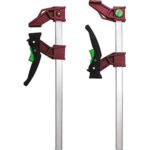 SERRAGIUNTI A BLOCCAGGIO RAPIDO Tipo REVERSIBILE. Forza di pressione massima 120 Kg. Ganasce in nylon e fibra di vetro con cappucci di protezione in plastica zigrinata. Asta in acciaio temprato zincato, con sezione mm 20x5. Profondità mm 80. lever clamps 5245GSB 160