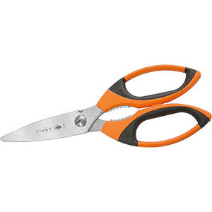 FORBICI DI SICUREZZA Esecuzione multiuso con tacca tagliafili, apribottiglie/giratubi.<br>Impugnature simmetriche. safety scissors 638G