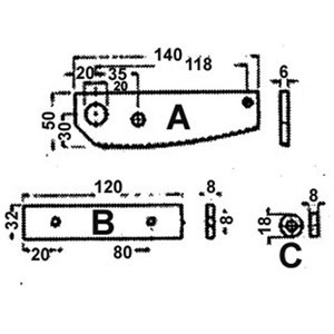 CESOIE A LEVA PER LAMIERE Coltello inferiore. plate and round steel shears 711G 4B