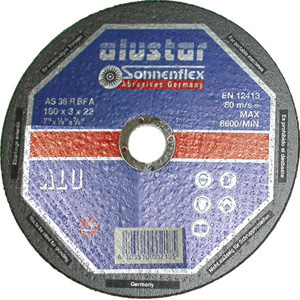 MOLE SOTTILI PER TAGLIARE ALLUMINIO Tipo a centro piano. Grana 36. cutting-off wheels for Alu, non-ferrous metals 7125G 180