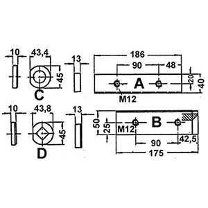 CESOIE A LEVA PER LAMIERE Coltello superiore. plate and round steel shears 715NA