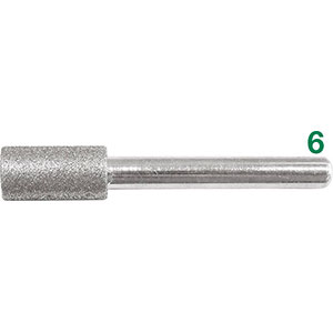 MOLE ABRASIVE DIAMANTATE ATTACCO MM 6.<br>Grana 100.<br>Forma cilindrica. diamond grinding points 7884GHA 10