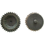 SUPPORTI E DISCHI ABRASIVI Dischi a lamelle verticali oblique in zirconio, molto flessibili, per contornare superfici di metalli ferrosi e acciai. rubber holders and self-fixing, abrasive discs 7887EB 75 80