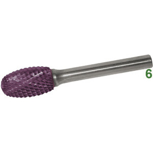 FRESE ROTATIVE IN METALLO DURO Con rivestimento TiALN (HYPER)<br>Taglio 4 = diamante burrs of tungsten carbide 8055H 10