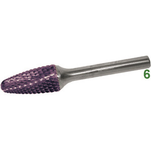 FRESE ROTATIVE IN METALLO DURO Con rivestimento TiALN (HYPER)<br>Taglio 4 = diamante burrs of tungsten carbide 8060H 10