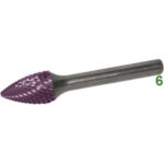 FRESE ROTATIVE IN METALLO DURO Con rivestimento TiALN (HYPER)<br>Taglio 4 = diamante burrs of tungsten carbide 8065H 8