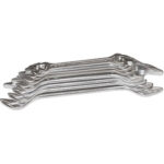 CHIAVI FISSE IN SERIE Confezione in scatola di cartone.<br>Serie di 8 chiavi Art. 852 R da mm 6x7 - 8x9 - 10x11 - 12x13 - 14x15 - 16x17 - 18x19 - 20x22. double ended open jaw spanners sets 853GA