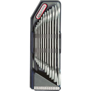 CHIAVI FISSE IN SERIE Serie di 8 chiavi Art. 870 G da mm 6x7-8x9-10x11-12x13-14x15-16x17-18x19-20x22<br>Su supporto double ended open jaw spanners sets 871GS 8