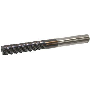 FRESE IN METALLO DURO INTEGRALE CON RIVESTIMENTO FIRE Serie extra lunga a norma di fabbrica. Tipo NH a multitaglienti elicoidali a 45°. Taglio destro.<br>Attacco cilindrico DIN 6535 HA. tungsten carbide solid end mills with FIRE coating 8799ER 10