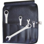 CHIAVI FISSE E A CRICCHETTO COMBINATE IN SERIE Confezione in borsa arrotolabile Art. 2076 GA.<br>Serie di 5 chiavi Art. 879 FE da mm 8-10-13-17-19. combination open and ratchet-ring spanners sets 879FG