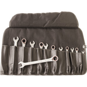 CHIAVI FISSE E A CRICCHETTO COMBINATE IN SERIE Confezione in borsa arrotolabile Art. 2076 GC.<br>Serie di 12 chiavi Art. 879 GE da mm 8-9-10-11-12-13-14-15-16-17-18-19. combination open and ratchet-ring spanners sets 879GEP