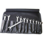 CHIAVI FISSE E A CRICCHETTO COMBINATE IN SERIE Confezione in borsa arrotolabile Art. 2076 GC.<br>Serie di 12 chiavi Art. 879 GM da mm 8-9-10-11-12-13-14-15-16-17-18-19. combination open and ratchet-ring spanners sets 879GR