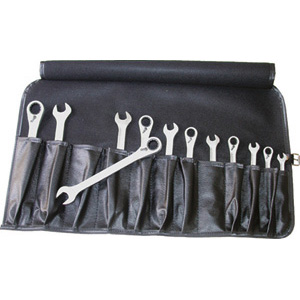 CHIAVI FISSE E A CRICCHETTO COMBINATE IN SERIE Confezione in borsa arrotolabile Art. 2076 GC.<br>Serie di 12 chiavi Art. 879 GM da mm 8-9-10-11-12-13-14-15-16-17-18-19. combination open and ratchet-ring spanners sets 879GR