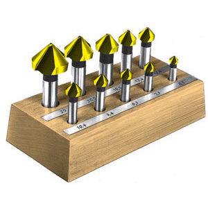 FRESE PER SVASARE IN ASSORTIMENTO In acciaio SUPER-RAPIDO HSS con rivestimento TIN. countersink-sets 8833G