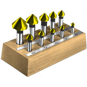 FRESE PER SVASARE IN ASSORTIMENTO In acciaio SUPER-RAPIDO HSS con rivestimento TIN. countersink-sets 8835G