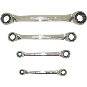 CHIAVI FISSE A CRICCHETTO IN SERIE Serie di 4 chiavi Art. 885 GM 1-2-3-4.<br>Confezione in scatola. ratchet bihexagon ring spanners sets 885GMA