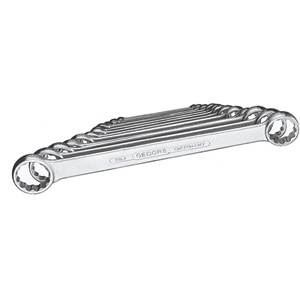 CHIAVI FISSE IN SERIE Serie di 8 chiavi Art. 884 G da<br>mm 6x7-8x9-10x11-12x13-14x15-16x17-18x19-20x22 double ended flat ring spanners sets 885G 8