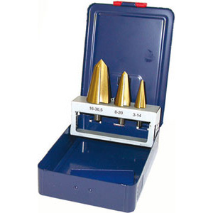 FRESE CONICHE PER LAMIERE IN ASSORTIMENTO In acciaio SUPER-RAPIDO HSS con rivestimento TIN. countersink sets 8891G