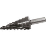 FRESE ELICOIDALI A GRADINO PER LAMIERE In acciaio SUPER-RAPIDO HSS con rivestimento RUnaTEC e punta con geometria a gradini, per un perfetto centraggio. Attacco cilindrico con 3 pianetti.<br>PER LAVORARE MATERIALI CON SPESSORE FINO A MM 10.<br>Ideali per forare acciai, metalli non ferrosi, leghe di alluminio, plastiche, plexiglas e legno. countersink 8910GPL 12