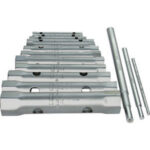 CHIAVI A TUBO IN SERIE Serie di 12 chiavi Art. 900 G da mm 6x7 - 8x9 - 10x11 - 12x13 - 14x15 - 16x17 - 18x19 - 20x22 - 21x23 - 24x27 - 25x28 - 30x32 e 3 leve Art. 902 GB-C-D.<br>Confezione in scatola di cartone. double ended socket wrenches sets 903G 12