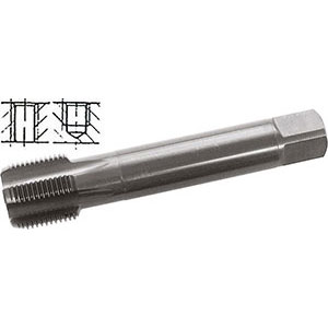 MASCHI PER USO A MACCHINA AD ALTA EFFICIENZA Gambo passante, imbocco corto per fori passanti e ciechi. Filettatura: Gas Cilindrica G - BSP - DIN 5156. Uso destro. Con superficie NITRURATA. Per tutti i tipi di ghisa e sue leghe, metalli non ferrosi a truciolo corto e leghe di alluminio con silicio (>6%). high performance machine taps 9082E 1