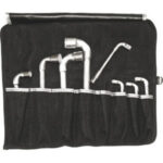 CHIAVI A TUBO CON FORO PASSANTE IN SERIE Serie di 8 chiavi Art. 909 Z da mm 6 - 7 - 8 - 10 - 13 - 17 - 19 - 22.<br>Confezione in borsa arrotolabile Art. 2076 GB. double ended socket wrenches bend to 90° sets 909ZE