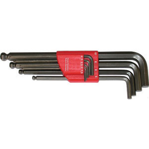 CHIAVI PER ESAGONI INTERNI IN SERIE Serie di 9 pz. Art. 913 GE da mm 1,5 - 2 - 2,5 - 3 - 4 - 5 - 6 - 8 - 10.<br>In supporto di plastica. allen head screw wrenches sets 913GF 9