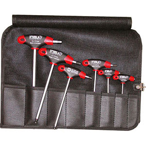 CHIAVI PER ESAGONI INTERNI IN SERIE Serie di 6 chiavi Art. 913 GR da mm 3 - 4 - 5 - 6 - 8 - 10.<br>Confezione in borsa arrotolabile Art. 2076 GB. allen head screw wrenches sets 913GT