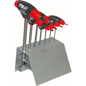 CHIAVI PER ESAGONI INTERNI IN SERIE Serie di 7 chiavi Art. 913 GR da mm 3 - 4 - 5 - 6 - 8 e Art. 915 GC mm 2 - 2,5.<br>Con supporto in metallo, da banco. allen head screw wrenches sets 913GV