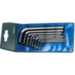 CHIAVI PER ESAGONI INTERNI IN SERIE Serie di 7 pz. Art. 914 da mm 1,5 - 2 - 2,5 - 3 - 4 - 5 - 6.<br>In busta plastica. allen head screw wrenches sets 914GC 7