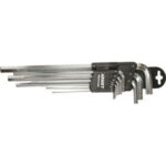 CHIAVI PER ESAGONI INTERNI IN SERIE Serie di 9 pz. Art. 914 GBA da mm 1,5 - 2 - 2,5 - 3 - 4 - 5 - 6 - 8 - 10.<br>In supporto di plastica. allen head screw wrenches sets 914GFL
