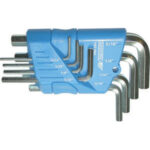 CHIAVI PER ESAGONI INTERNI IN SERIE Serie di 8 pz. Art. 914 GA da poll. 5/64 - 3/32 - 1/8 - 5/32 - 3/16 - 7/32 - 1/4 - 5/16.<br>In supporto di plastica. allen head screw wrenches sets 914GH 2