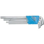 CHIAVI PER ESAGONI INTERNI IN SERIE Serie di 8 pz. Art. 914 GB da mm 2 - 2,5 - 3 - 4 - 5 - 6 - 8 - 10. <br>In supporto di plastica. allen head screw wrenches sets 914GH 3