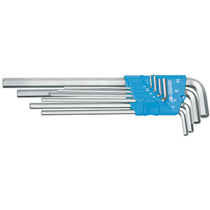CHIAVI PER ESAGONI INTERNI IN SERIE Serie di 8 pz. Art. 914 GB da mm 2 - 2,5 - 3 - 4 - 5 - 6 - 8 - 10. <br>In supporto di plastica. allen head screw wrenches sets 914GH 3