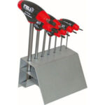 CHIAVI PER ESAGONI INTERNI IN SERIE Serie di 7 chiavi Art. 915 GC da mm 2 - 2,5 - 3 - 4 - 5 - 6 - 8.<br>Con supporto di metallo, da banco. allen head screw wrenches sets 915GEP