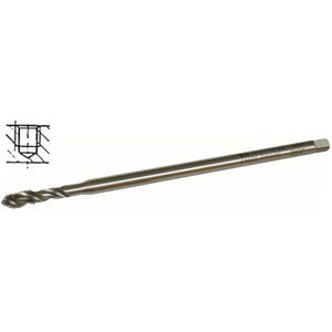 MASCHI PER USO A MACCHINA HSS-E. Tipo con elica a circa 35°, per filettature profonde superiori a 1 1/2 il diametro. Imbocco corto. Per metalli fino a R 900 N/mm², acciai legati e non legati.<br>Fori ciechi profondi.<br>Tipo lungo ed extra-lungo. machine taps 9190G 8