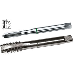 MASCHI A MACCHINA CON COLLARINI COLORATI AD ALTA EFFICIENZA Gambo rinforzato (da mm 12, gambo passante),imbocco corretto per fori passanti.<br>Filettatura: Metrica - Passo grosso M - DIN 13 (DIN 371/376).<br>Uso destro.<br>Per acciai non legati fino a 1000 N/mm², ghisa, alluminio, rame, ottone e materiali a truciolo lungo. taps with coloured rings 9271GL 10