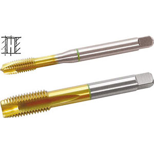 MASCHI A MACCHINA CON COLLARINI COLORATI AD ALTA EFFICIENZA Gambo rinforzato (da mm 12, gambo passante),imbocco corretto per fori passanti.<br>Filettatura: Metrica - Passo grosso M - DIN 13 (DIN 371/376).<br>Uso destro.<br>Per acciai non legati e scarsamente legati fino a 1000 N/mm², acciai inossidabili e leghe, alluminio, rame e leghe e materiali a truciolo lungo. taps with coloured rings 9271GM 10